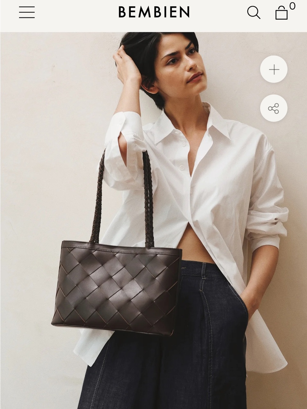 Bembien Ella Dark Brown Woven Leather Bag